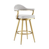 Justy Swivel Barstool Chair | Gold Brushed Steel Legs | Silver Polyester BM339160