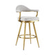 Justy Swivel Barstool Chair | Gold Brushed Steel Legs | Silver Polyester BM339160
