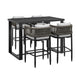 Adiy 5pc Outdoor Bar Height Table & 4 Chairs Set | Gray Rope | Black