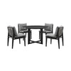 Lynn 5pc Outdoor Dining Table & 4 Chair Set | Round Top | Rattan Woven Black