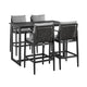 Lynn 5pc Outdoor Bar Height Table & 4 Chair Set | Rattan Woven Black
