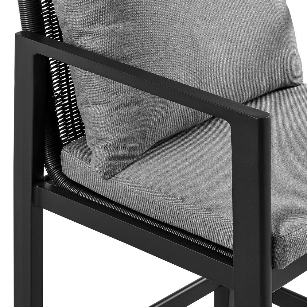 Lynn 5pc Outdoor Bar Height Table & 4 Chair Set | Rattan Woven Black BM339167