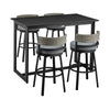 Cynn 5pc Outdoor Bar Table & 4 Swivel Chair Set | Black Aluminum