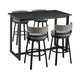 Cynn 5pc Outdoor Bar Table & 4 Swivel Chair Set | Black Aluminum