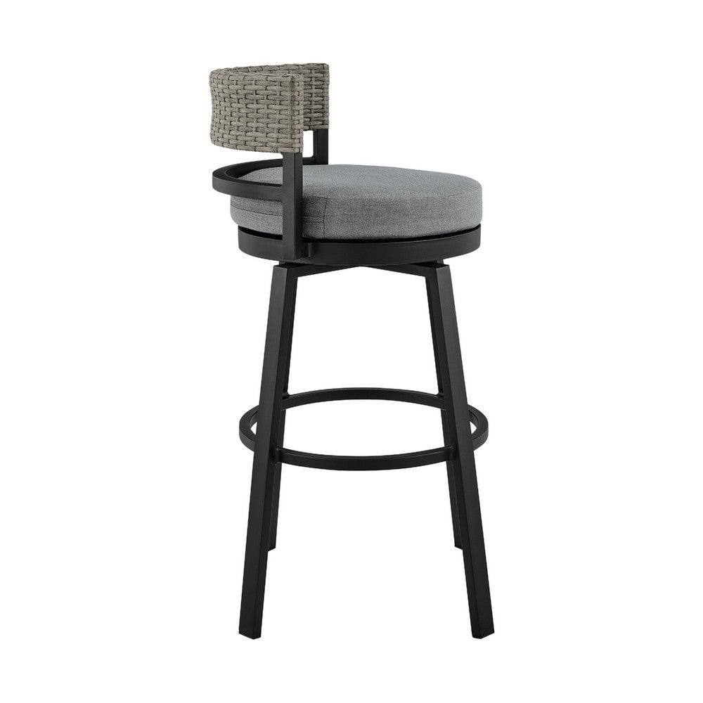 Cynn 5pc Outdoor Bar Table & 4 Swivel Chair Set | Black Aluminum BM339168