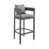 Enya 5pc Outdoor Bar Height Table & 4 Chair Set | Gray Cushions | Black Aluminum BM339169
