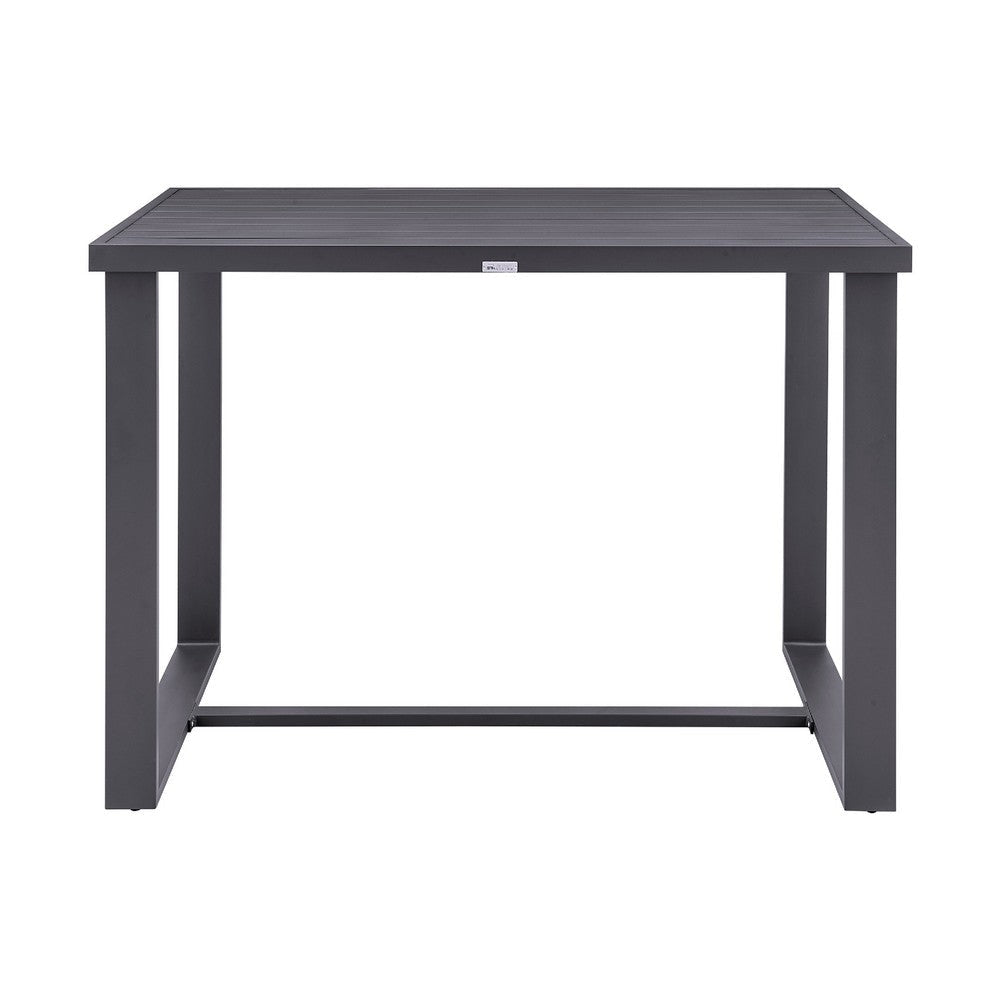 Enya 5pc Outdoor Bar Height Table & 4 Chair Set | Gray Cushions | Black Aluminum BM339169