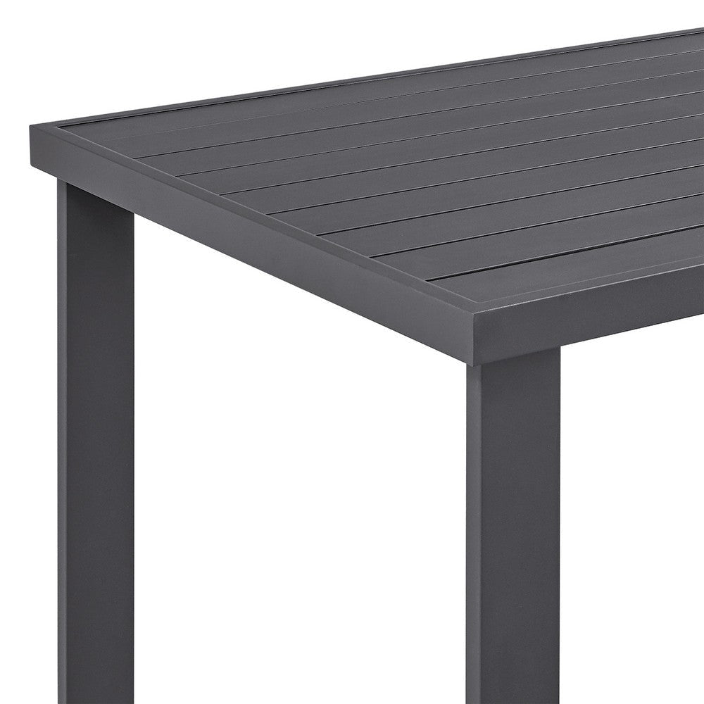 Enya 5pc Outdoor Bar Height Table & 4 Chair Set | Gray Cushions | Black Aluminum BM339169