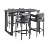Enya 5pc Outdoor Bar Height Table & 4 Chair Set | Gray Cushions | Black Aluminum
