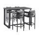 Enya 5pc Outdoor Bar Height Table & 4 Chair Set | Gray Cushions | Black Aluminum