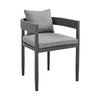 Enya 7pc Outdoor Dining Table & 6 Chair Set | Gray Cushions | Black BM339171