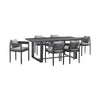 Enya 7pc Outdoor Dining Table & 6 Chair Set | Gray Cushions | Black
