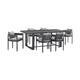 Enya 7pc Outdoor Dining Table & 6 Chair Set | Gray Cushions | Black