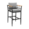 Olyn 5pc Outdoor Bar Height Table Set | 4 Gray Cushioned Chairs | Black Aluminum BM339172