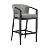 Plyn 5pc Outdoor Bar Height Table Set | 4 Gray Cushioned Chairs | Black Aluminum BM339173
