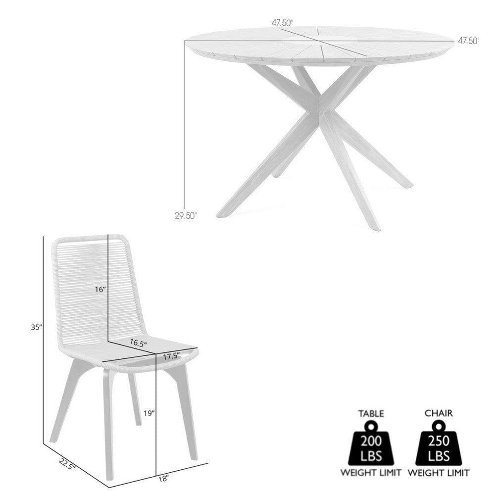 Myn 5pc Patio Round Dining Table Set | 4 Gray Woven Chairs | Light Brown BM339174