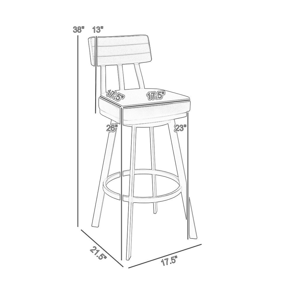 Poni Swivel Counter Stool Chair | Black Faux Leather Seat | Iron Base BM339176