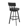 Poni Swivel Barstool Chair | Black Faux Leather | Iron Base BM339177