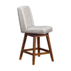 Tynn Swivel Counter Stool Chair | Beige Wingback | Brown Rubberwood BM339180
