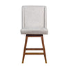 Tynn Swivel Counter Stool Chair | Beige Wingback | Brown Rubberwood BM339180