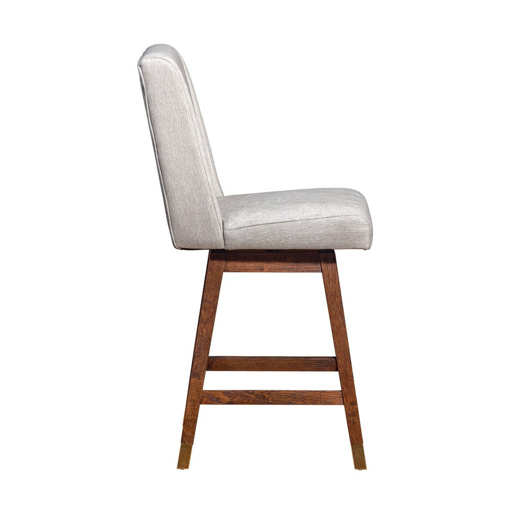 Tynn Swivel Counter Stool Chair | Beige Wingback | Brown Rubberwood BM339180