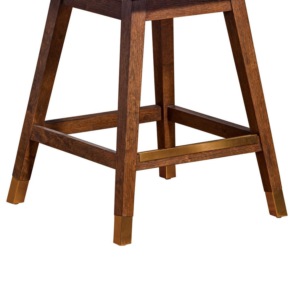 Tynn Swivel Counter Stool Chair | Beige Wingback | Brown Rubberwood BM339180
