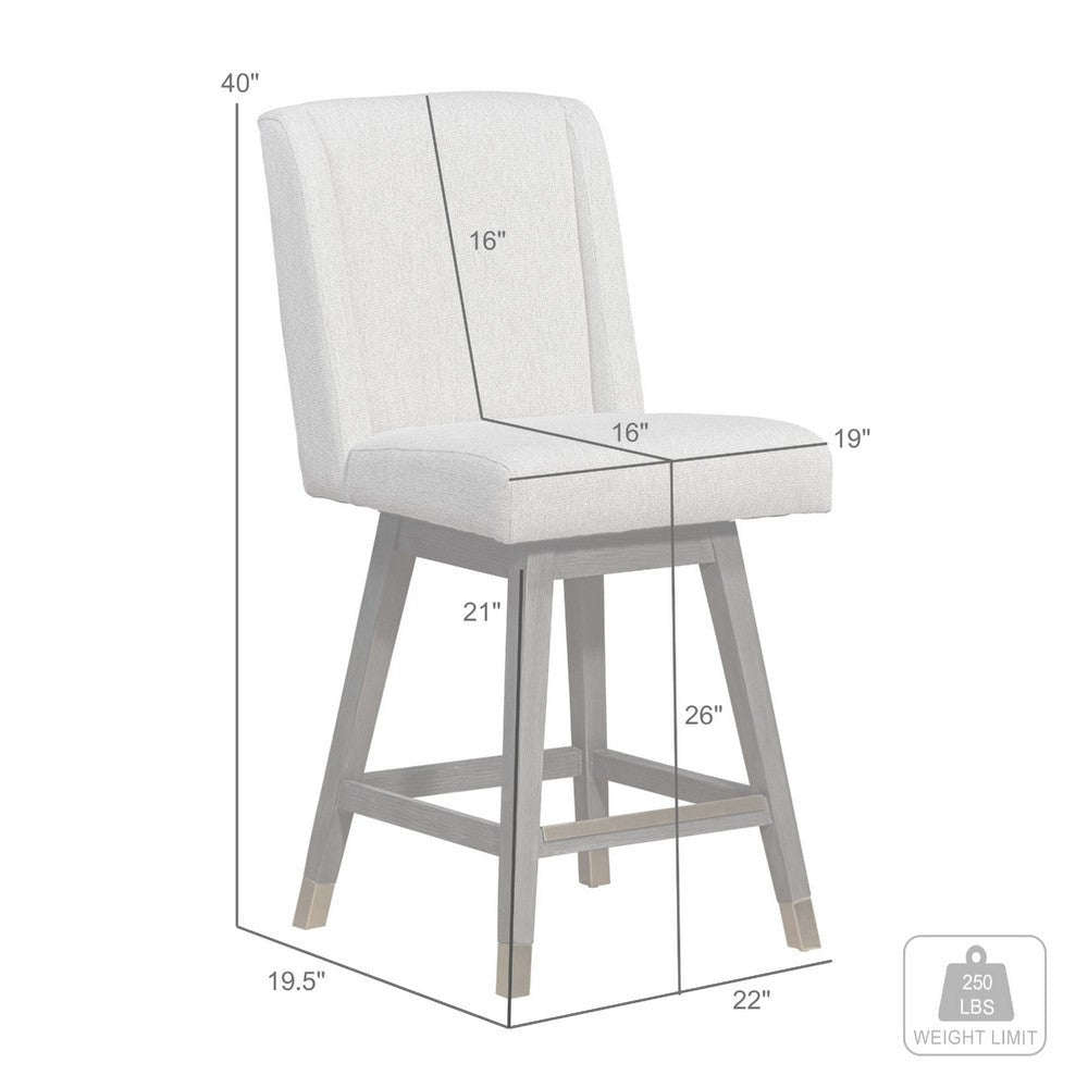 Tynn Swivel Counter Stool Chair | Beige Wingback | Brown Rubberwood BM339180