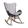 Mina Outdoor Rocking Chair | Gray Rope Woven Back | Eucalyptus Wood