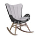 Mina Outdoor Rocking Chair | Gray Rope Woven Back | Eucalyptus Wood
