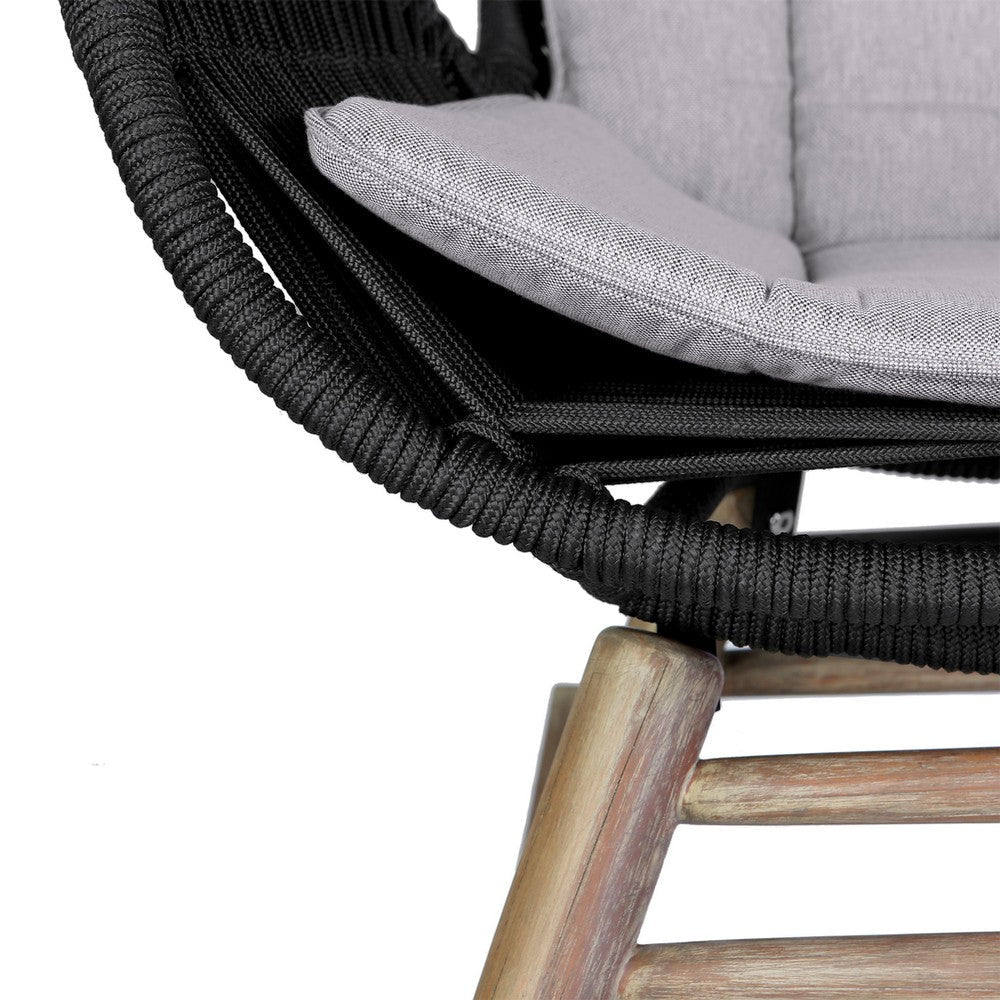 Mina Outdoor Rocking Chair | Gray Rope Woven Back | Eucalyptus Wood BM339181