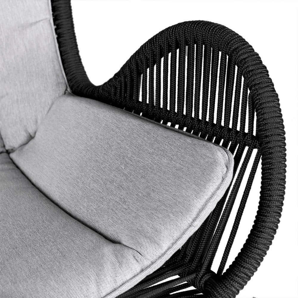 Mina Outdoor Rocking Chair | Gray Rope Woven Back | Eucalyptus Wood BM339181
