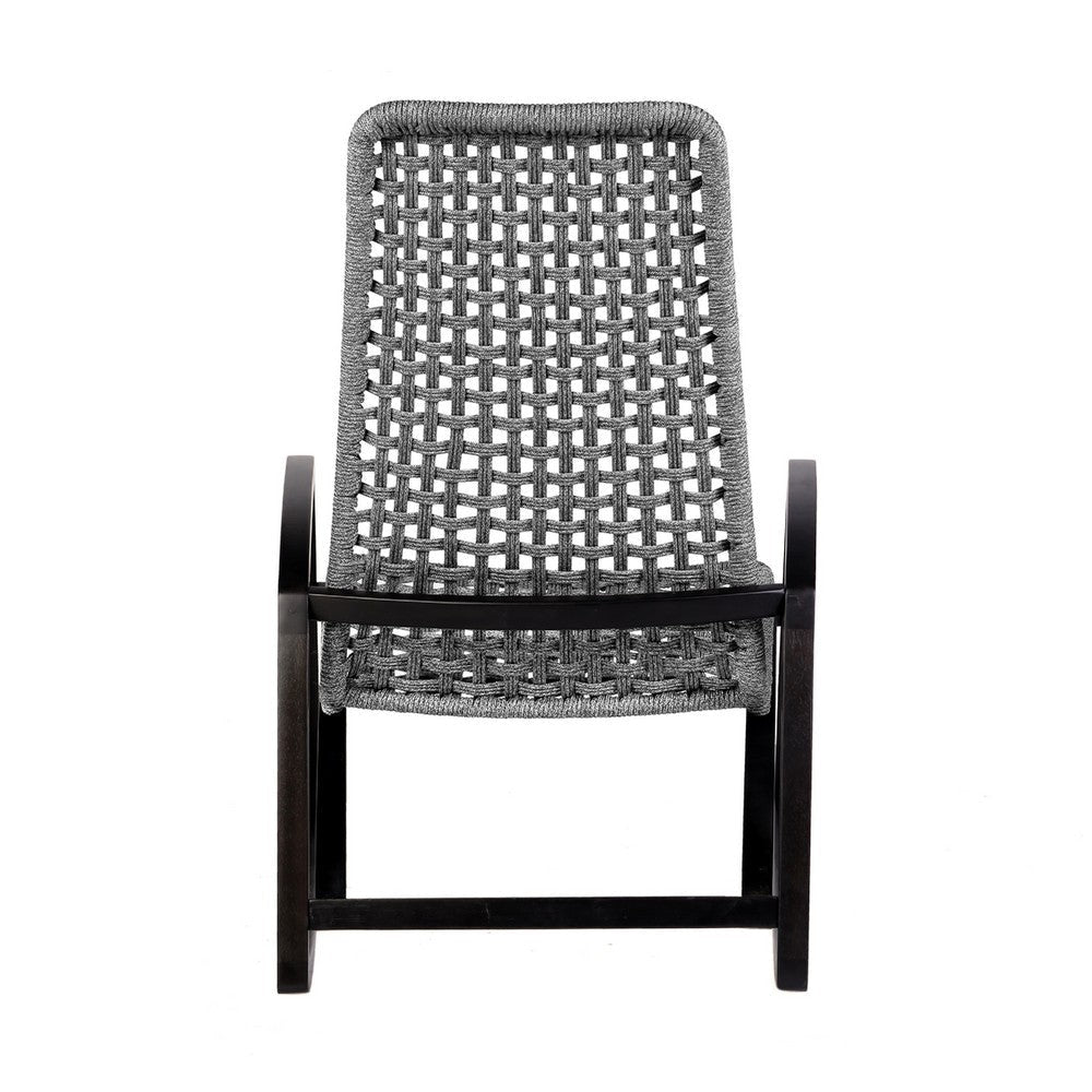 Gynn Outdoor Rocking Chair | Gray Rope Woven | Black Eucalyptus Frame BM339182