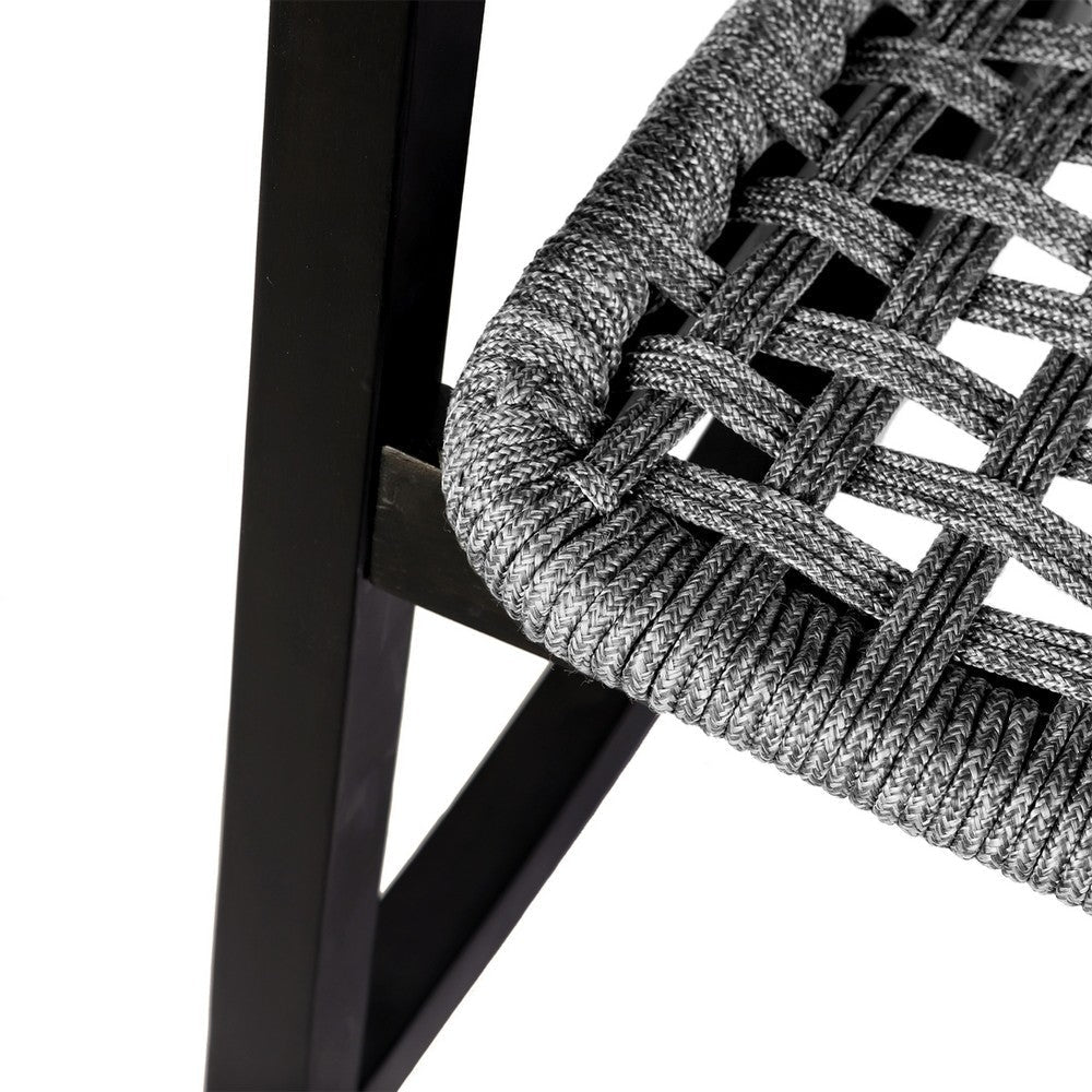 Gynn Outdoor Rocking Chair | Gray Rope Woven | Black Eucalyptus Frame BM339182