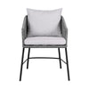 Dynn Outdoor Dining Chair | Gray Rope Woven & Cushions | Black Steel BM339184