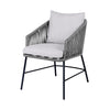 Dynn Outdoor Dining Chair | Gray Rope Woven & Cushions | Black Steel