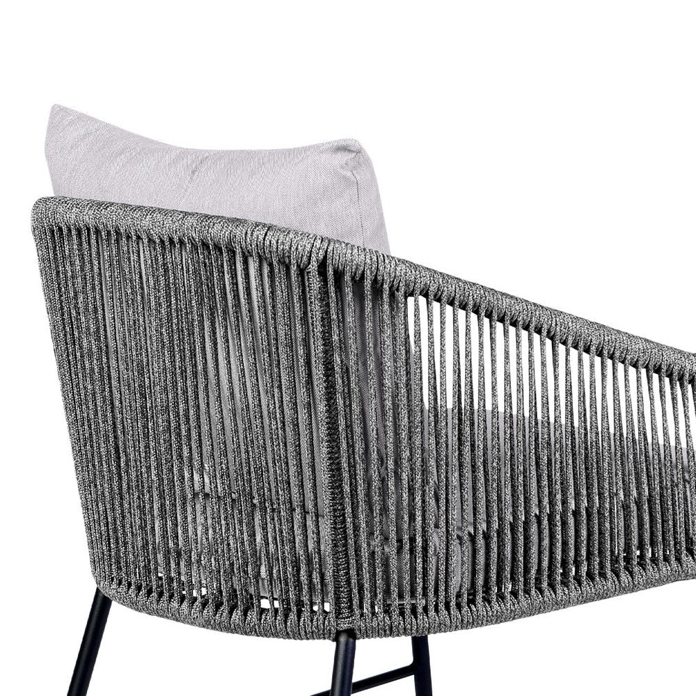 Dynn Outdoor Dining Chair | Gray Rope Woven & Cushions | Black Steel BM339184
