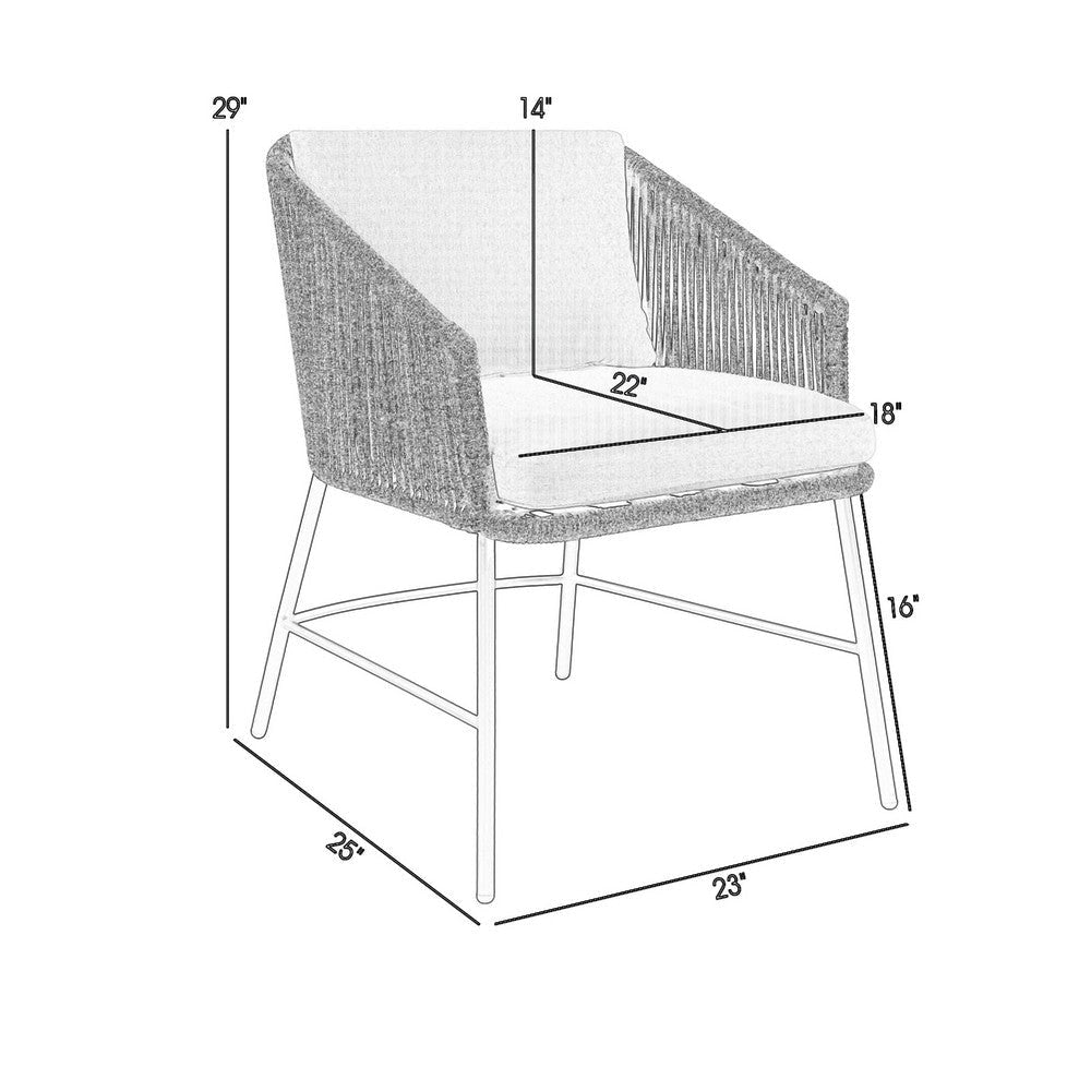 Dynn Outdoor Dining Chair | Gray Rope Woven & Cushions | Black Steel BM339184