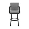 Fely Outdoor Swivel Barstool Chair | Black Aluminum & Gray Cushions BM339185