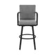 Fely Outdoor Swivel Barstool Chair | Black Aluminum & Gray Cushions BM339185