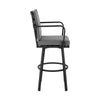 Fely Outdoor Swivel Barstool Chair | Black Aluminum & Gray Cushions BM339185