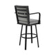 Fely Outdoor Swivel Barstool Chair | Black Aluminum & Gray Cushions BM339185