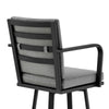 Fely Outdoor Swivel Barstool Chair | Black Aluminum & Gray Cushions BM339185