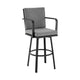 Fely Outdoor Swivel Barstool Chair | Black Aluminum & Gray Cushions BM339185