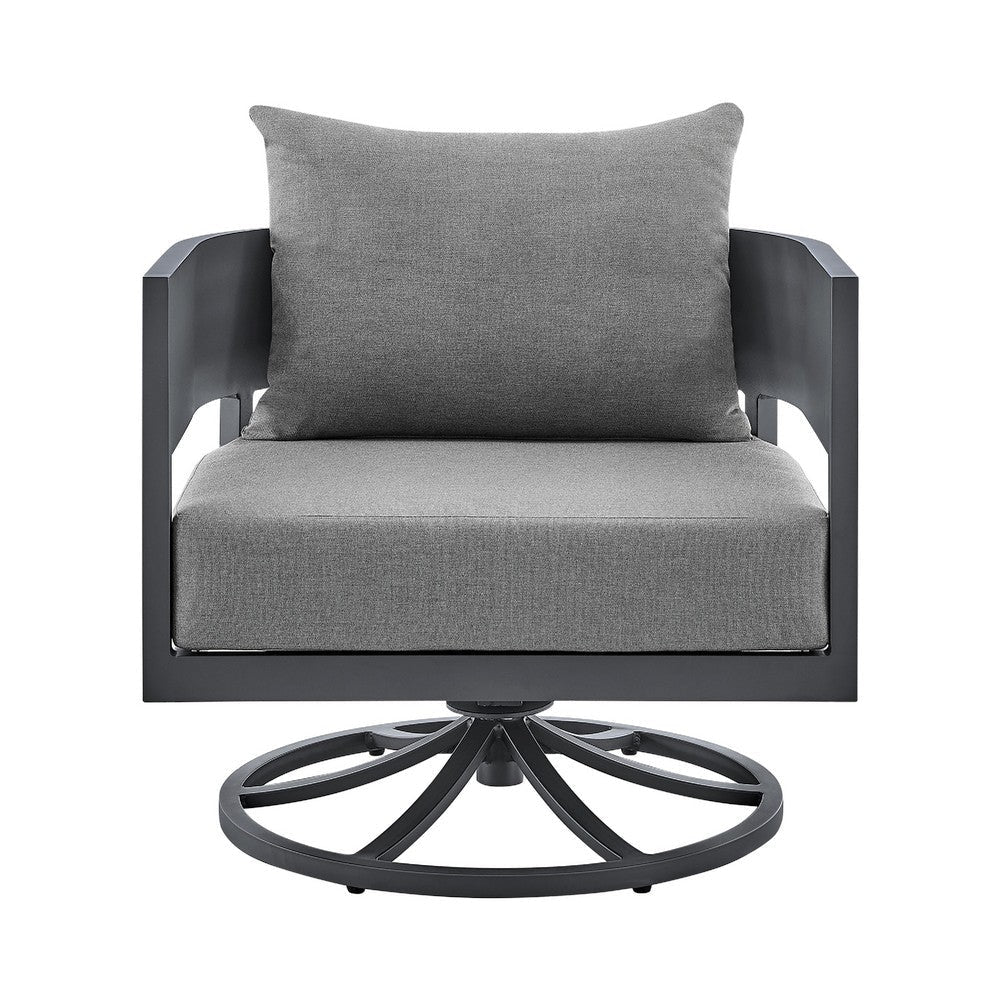Enya Outdoor Swivel Rocking Chair | Gray Cushions & Aluminum Frame BM339187
