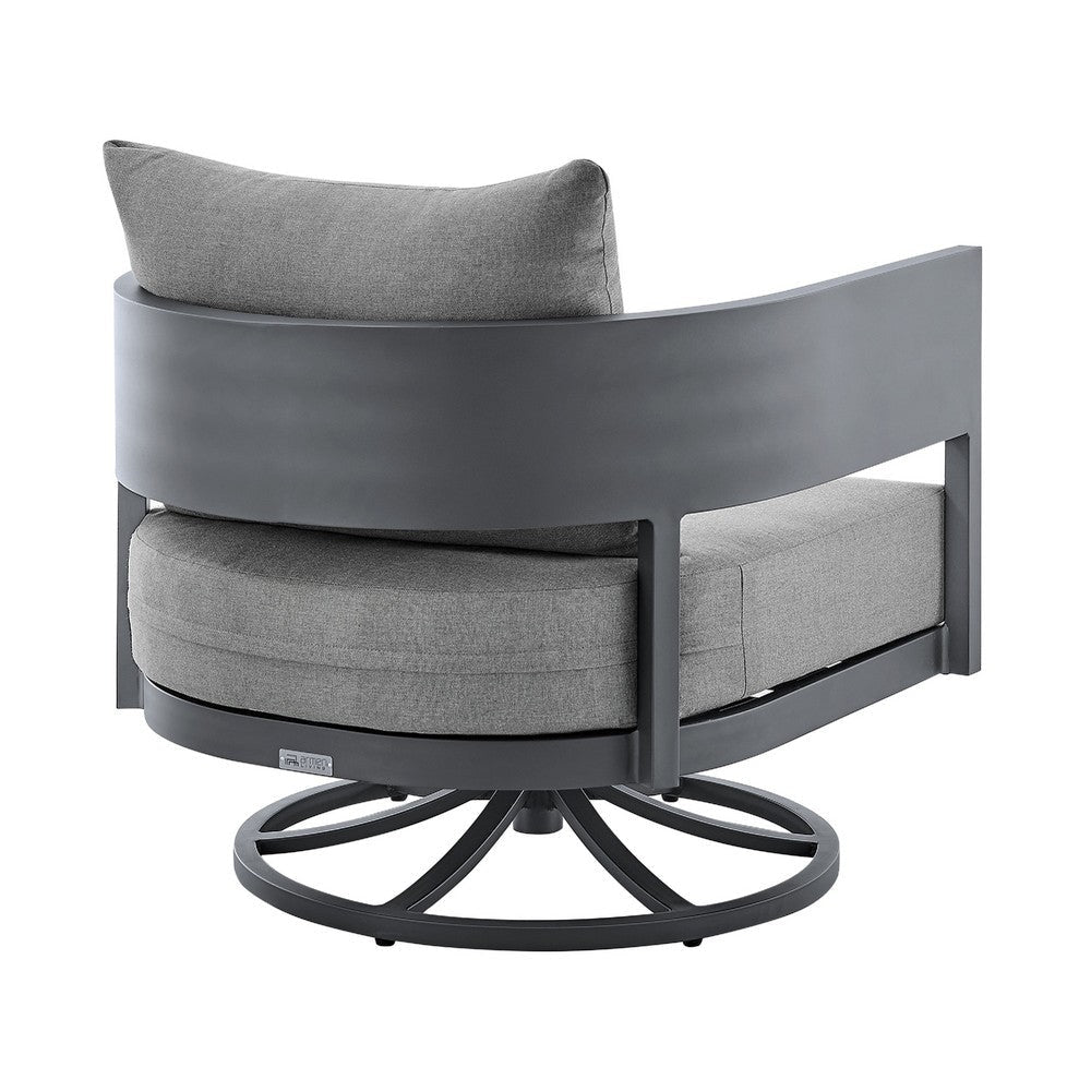Enya Outdoor Swivel Rocking Chair | Gray Cushions & Aluminum Frame BM339187