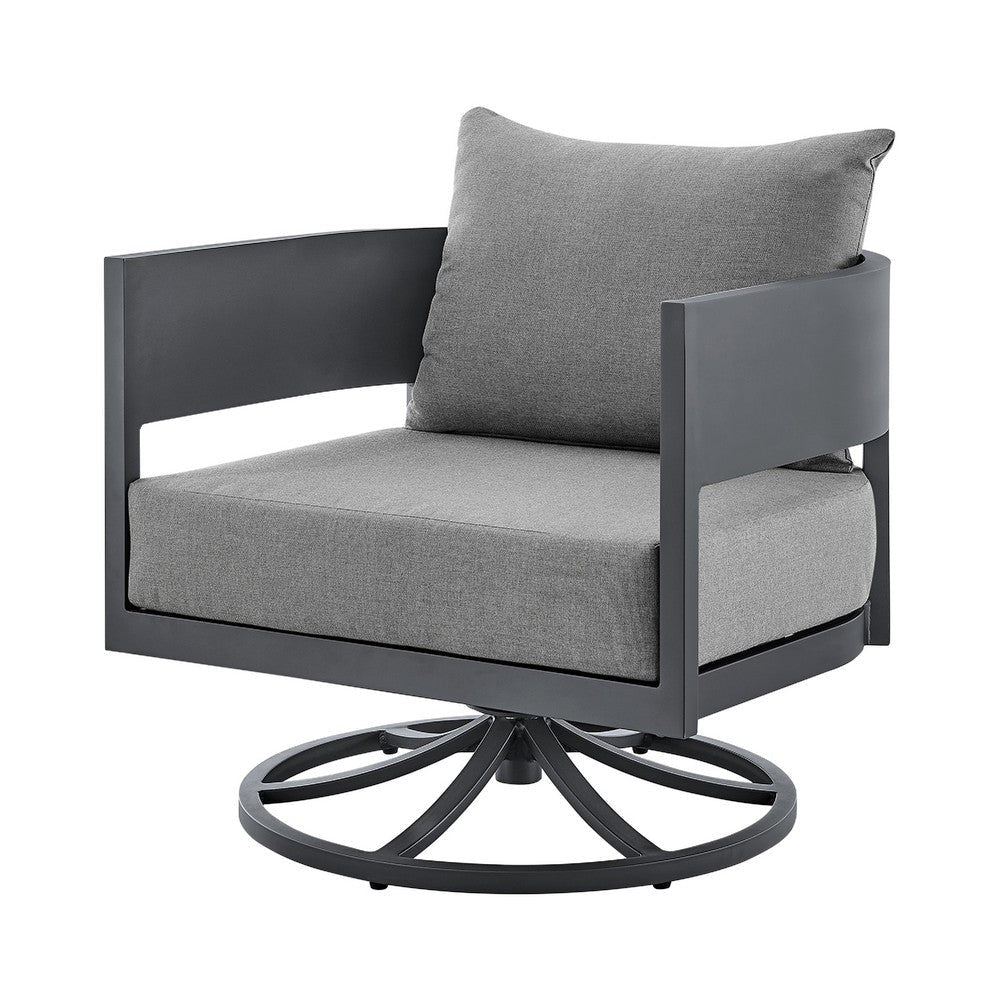 Enya Outdoor Swivel Rocking Chair | Gray Cushions & Aluminum Frame BM339187