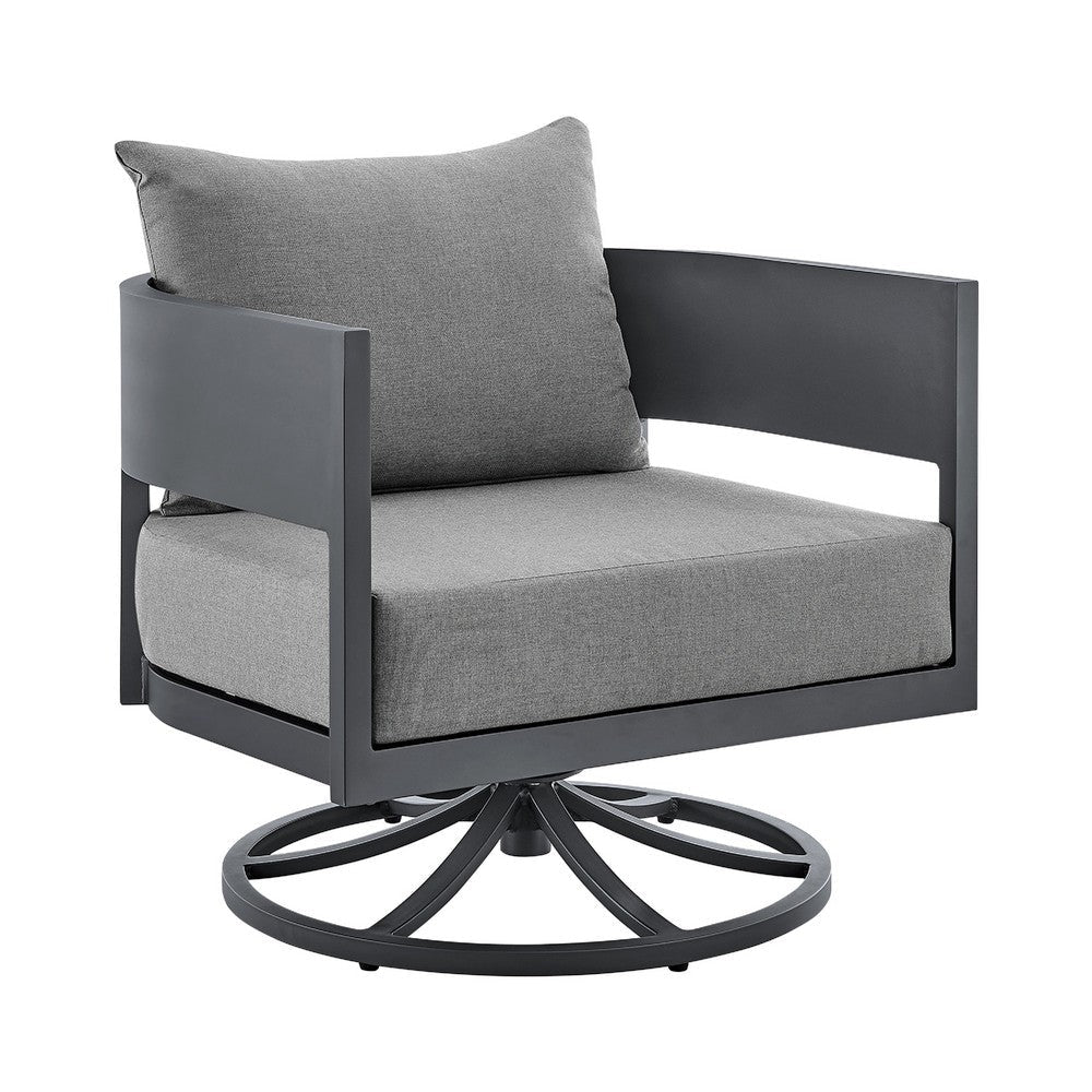 Enya Outdoor Swivel Rocking Chair | Gray Cushions & Aluminum Frame BM339187