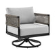 Adiy Outdoor Swivel Rocking Chair | Gray Rope Woven | Black Aluminum