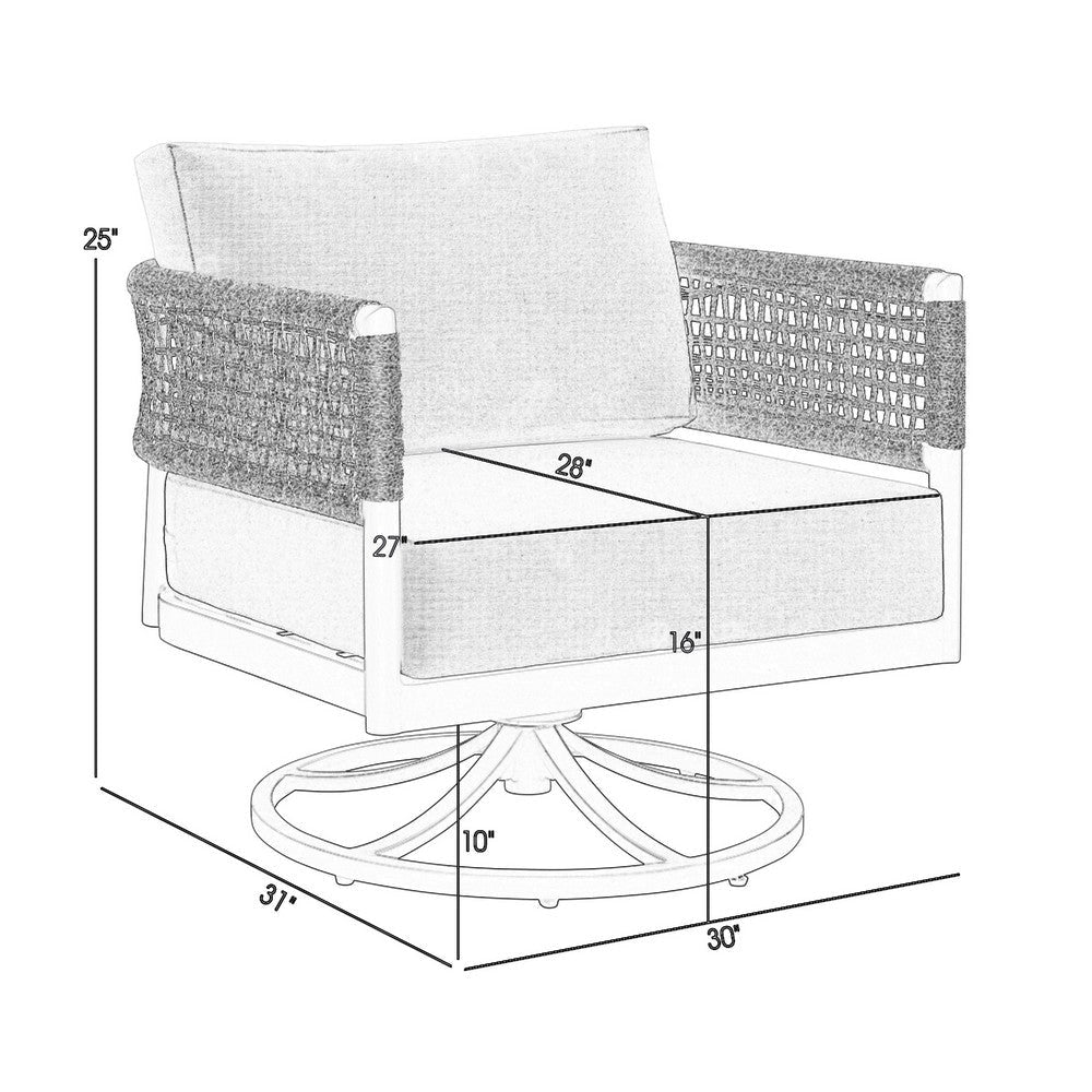 Adiy Outdoor Swivel Rocking Chair | Gray Rope Woven | Black Aluminum BM339188