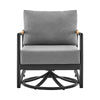 Razi Outdoor Swivel Glider Lounge Chair | Black Aluminum | Gray Cushion BM339189